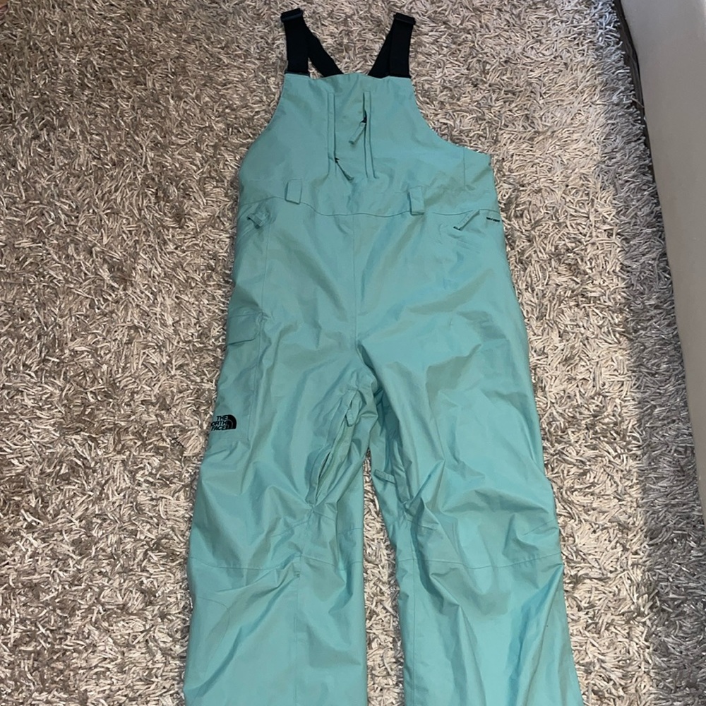 The North Face baby blue snowsuit bib
